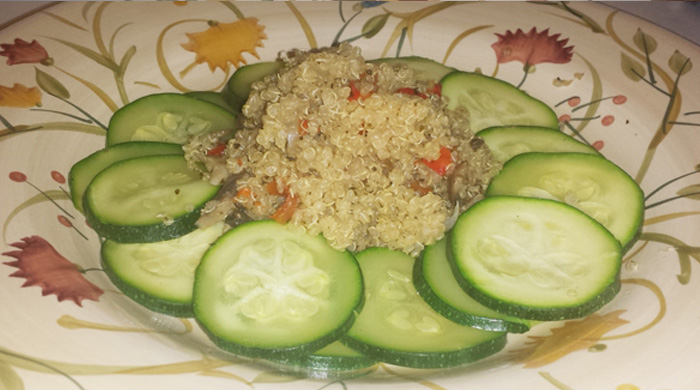 Vegetable Stuffed Quinoa With Steamed Zucchini