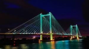 Cable Bridge Lights Up Teal To Support September Ovarian Cancer Awareness Month