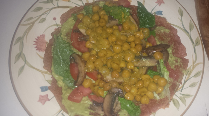Spelt And Amaranth Flatbread With Avocado Spread And Stewed Chickpeas Recipe